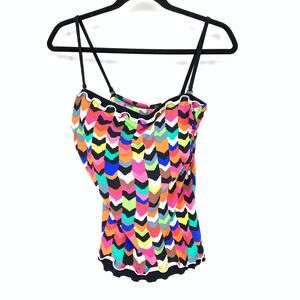 Profile By Gottex Tankini Swimsuit Top Womens Size 14 Multicolor Chevron Print